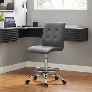 Modway Furniture Prim Armless Vegan Leather Drafting Chair - Ergonomic Comfort for Modern Workspaces & Studios Silver Gray EEI-4981-SLV-GRY