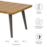 Modway Furniture Meadow Outdoor Patio Teak Wood Coffee Table EEI-4992-NAT-TAU