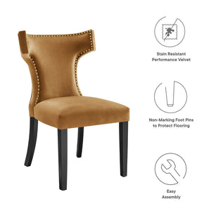 Modway Furniture Curve Performance Velvet Dining Chairs Set of 2 - Chic Hourglass Design with Stain-Resistant Upholstery EEI-5008-COG