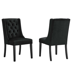 Modway Furniture Baronet Performance Velvet Dining Chairs Set of 2 - Timeless Tufted Style with Modern Comfort Black EEI-5013-BLK