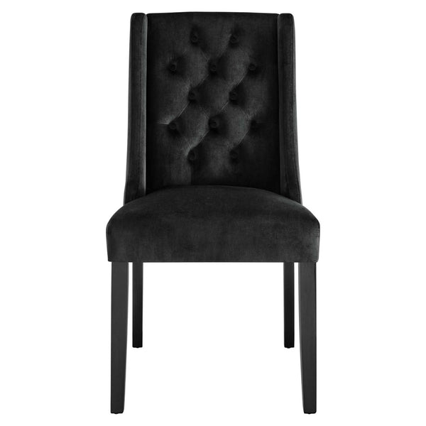 Modway Furniture Baronet Performance Velvet Dining Chairs Set of 2 - Timeless Tufted Style with Modern Comfort Black EEI-5013-BLK