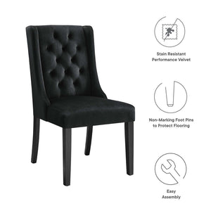 Modway Furniture Baronet Performance Velvet Dining Chairs Set of 2 - Timeless Tufted Style with Modern Comfort Black EEI-5013-BLK