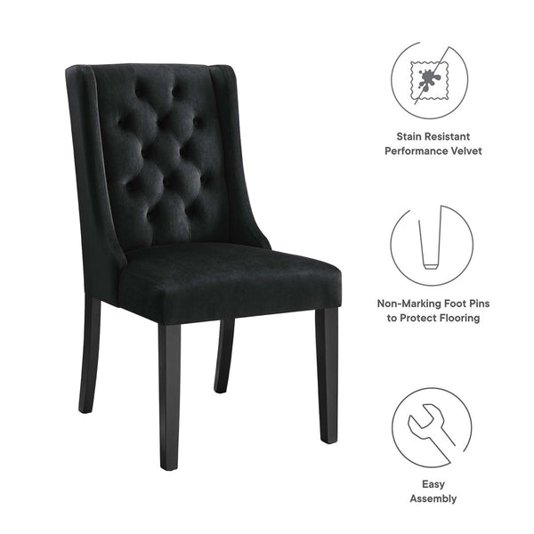 Modway Furniture Baronet Performance Velvet Dining Chairs Set of 2 - Timeless Tufted Style with Modern Comfort Black EEI-5013-BLK