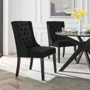 Modway Furniture Baronet Performance Velvet Dining Chairs Set of 2 - Timeless Tufted Style with Modern Comfort Black EEI-5013-BLK