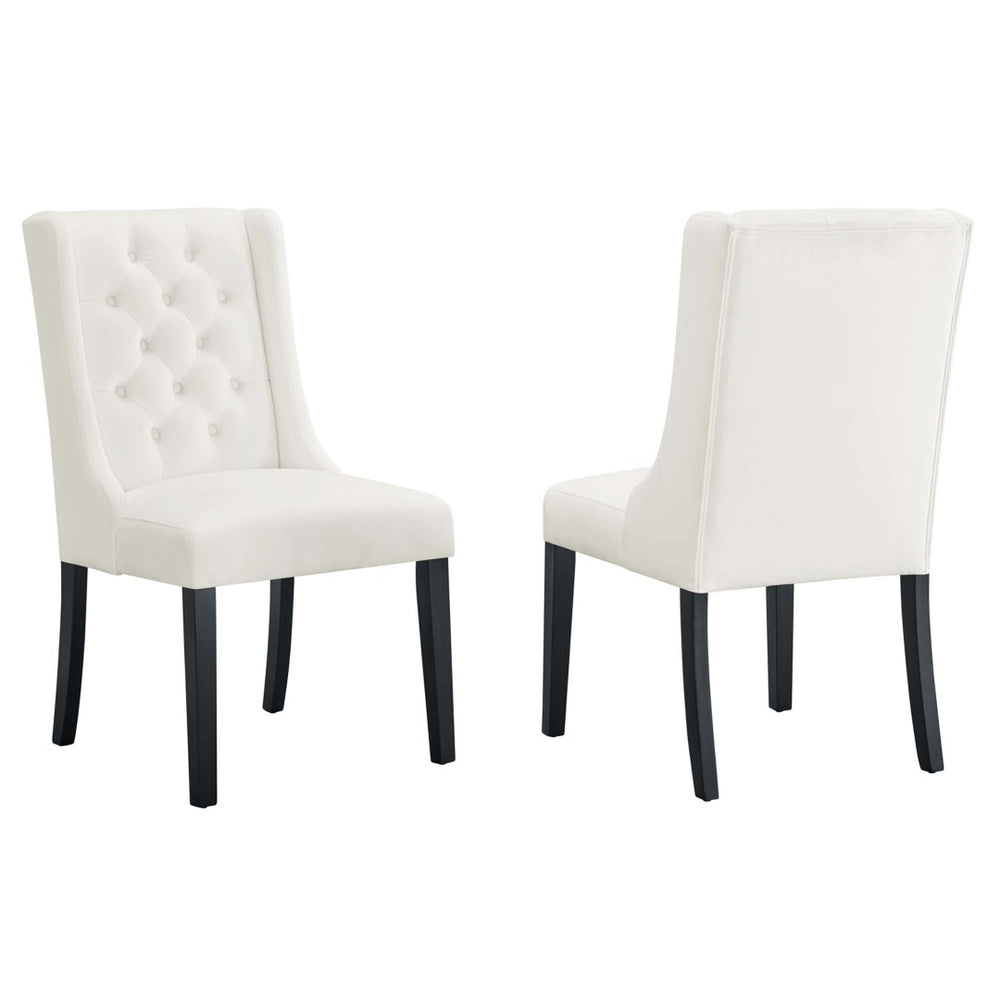 Modway Furniture Baronet Performance Velvet Dining Chairs Set of 2 - Timeless Tufted Style with Modern Comfort White EEI-5013-WHI