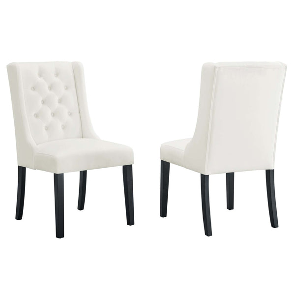 Modway Furniture Baronet Performance Velvet Dining Chairs Set of 2 - Timeless Tufted Style with Modern Comfort White EEI-5013-WHI