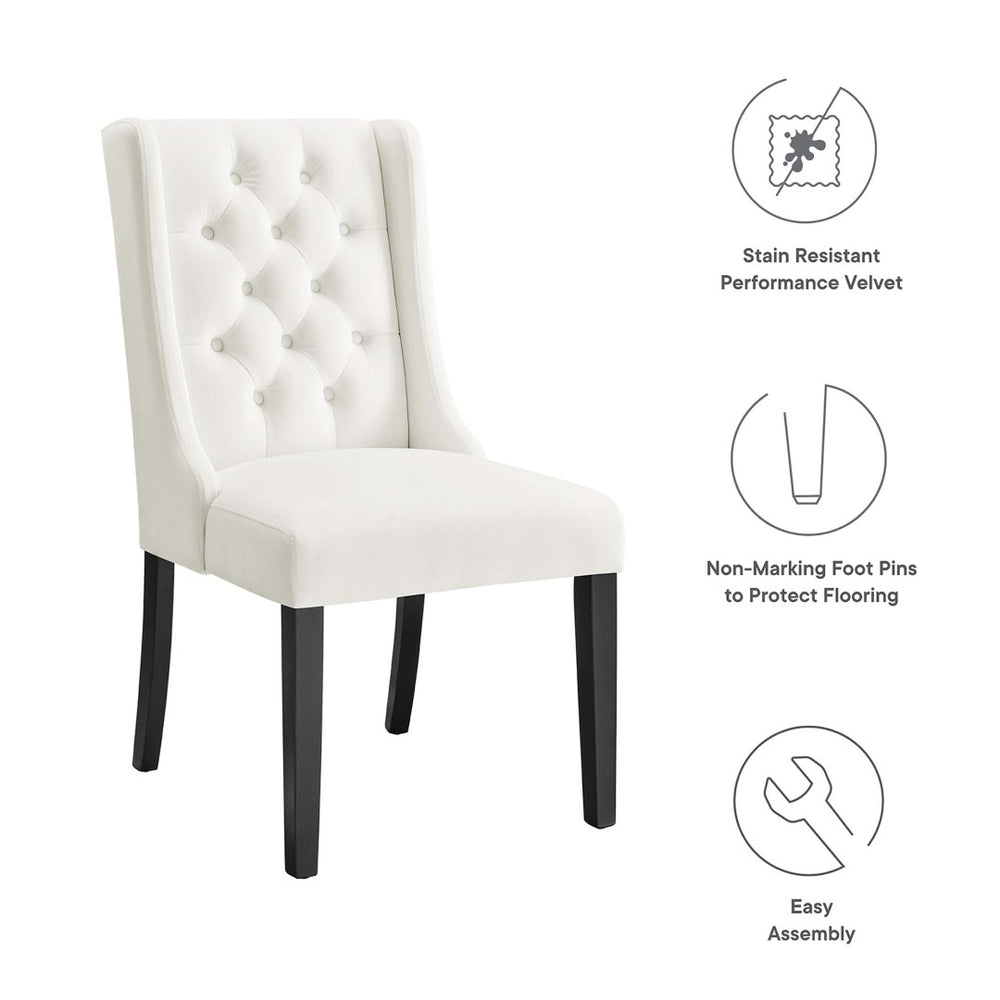 Modway Furniture Baronet Performance Velvet Dining Chairs Set of 2 - Timeless Tufted Style with Modern Comfort White EEI-5013-WHI