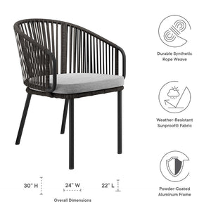 Modway Furniture Harbor Outdoor Woven Rope Armchair - Modern Charcoal Gray Seat with Weather-Resistant Comfort EEI-5033-CHA-GRY