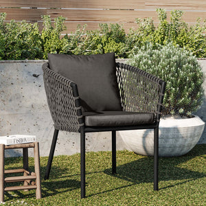 Modway Furniture Sailor Outdoor Dining Armchair - Charcoal, Durable Aluminum Frame, Plush Cushions for Comfort & Style EEI-5040-CHA-CHA