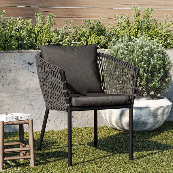 Modway Furniture Sailor Outdoor Dining Armchair - Charcoal, Durable Aluminum Frame, Plush Cushions for Comfort & Style EEI-5040-CHA-CHA