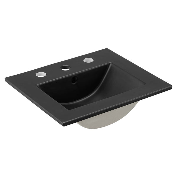 Modway Furniture Cayman 18" Bathroom Sink - Sleek Black Ceramic with Integrated Countertop for Modern Spaces EEI-5068-BLK