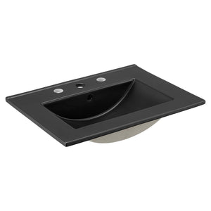 Modway Furniture Cayman 24" Bathroom Sink by Modway - Sleek Ceramic Design with Integrated Countertop for Modern Spaces EEI-5069-BLK