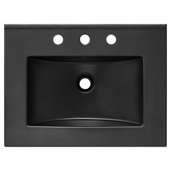 Modway Furniture Cayman 24" Bathroom Sink by Modway - Sleek Ceramic Design with Integrated Countertop for Modern Spaces EEI-5069-BLK