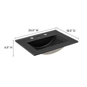 Modway Furniture Cayman 24" Bathroom Sink by Modway - Sleek Ceramic Design with Integrated Countertop for Modern Spaces EEI-5069-BLK