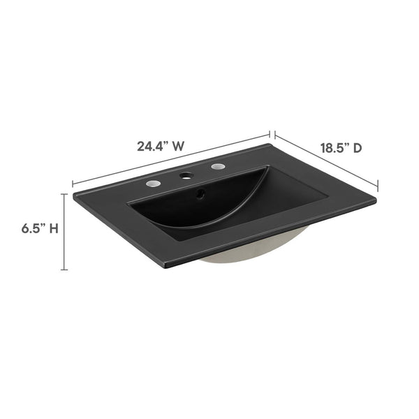 Modway Furniture Cayman 24" Bathroom Sink by Modway - Sleek Ceramic Design with Integrated Countertop for Modern Spaces EEI-5069-BLK