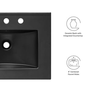 Modway Furniture Cayman 24" Bathroom Sink by Modway - Sleek Ceramic Design with Integrated Countertop for Modern Spaces EEI-5069-BLK