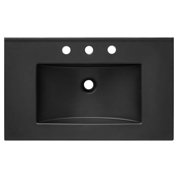 Modway Furniture Cayman 30" Contemporary Ceramic Bathroom Sink with Integrated Countertop - Sleek Black Design EEI-5070-BLK