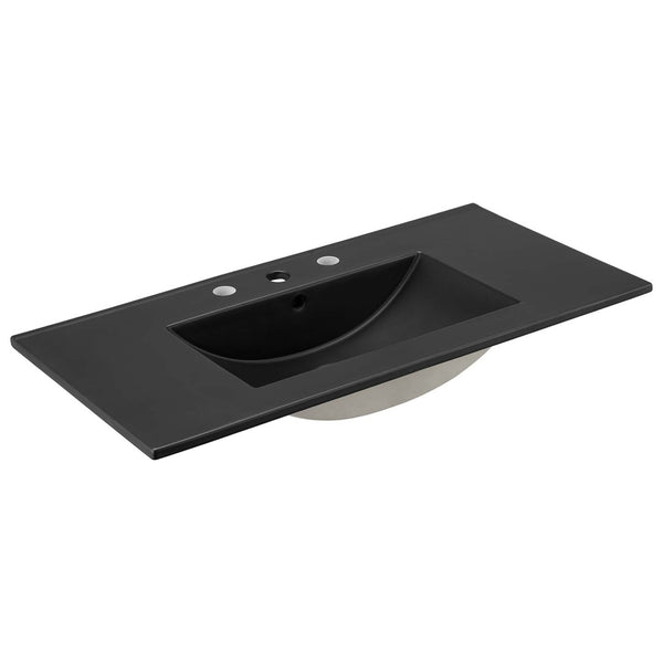 Modway Furniture Cayman 36" Contemporary Bathroom Sink with Integrated Countertop - Sleek Black Design for Modern Spaces EEI-5071-BLK