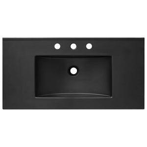Modway Furniture Cayman 36" Contemporary Bathroom Sink with Integrated Countertop - Sleek Black Design for Modern Spaces EEI-5071-BLK