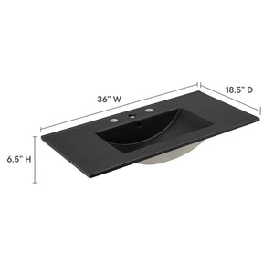 Modway Furniture Cayman 36" Contemporary Bathroom Sink with Integrated Countertop - Sleek Black Design for Modern Spaces EEI-5071-BLK