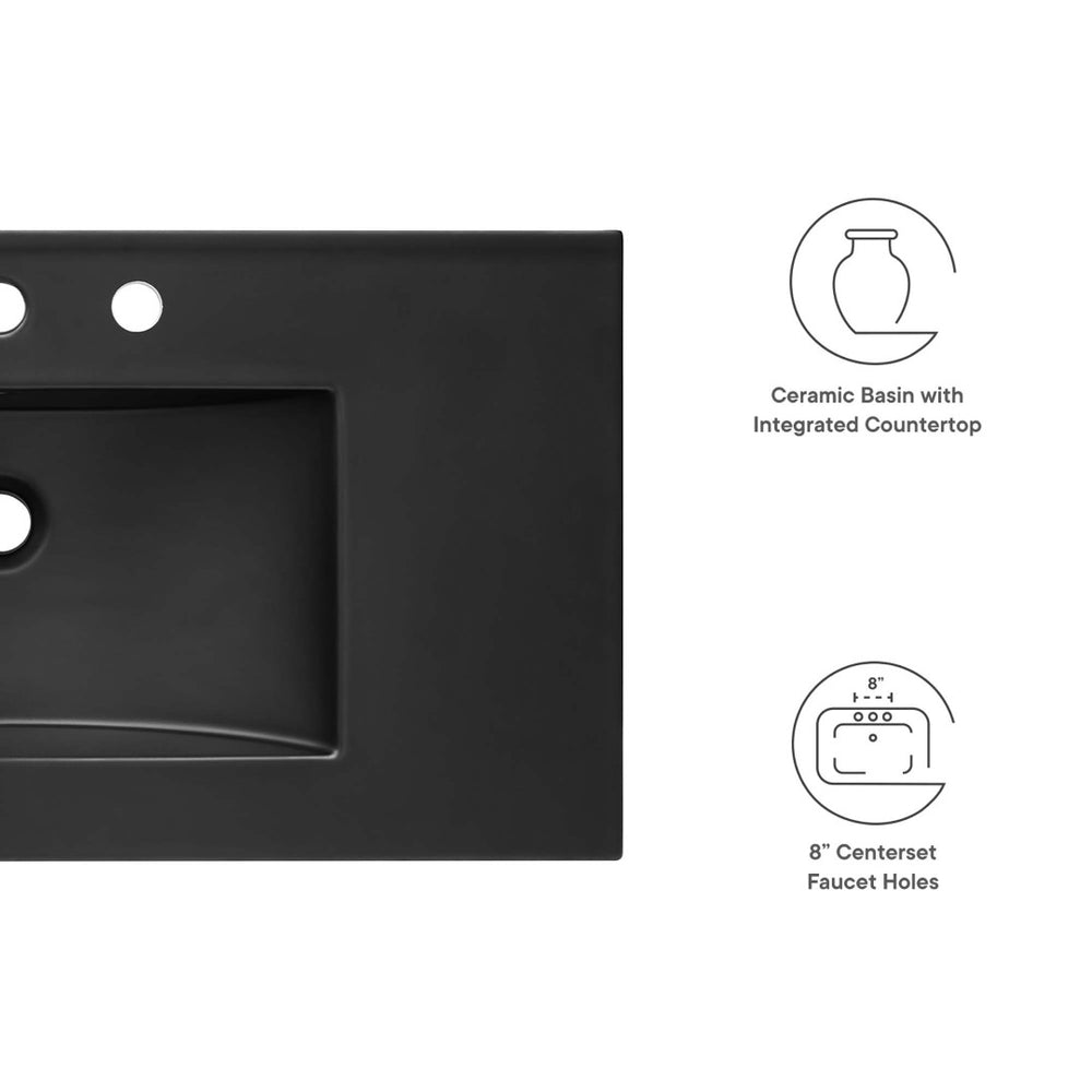 Modway Furniture Cayman 36" Contemporary Bathroom Sink with Integrated Countertop - Sleek Black Design for Modern Spaces EEI-5071-BLK