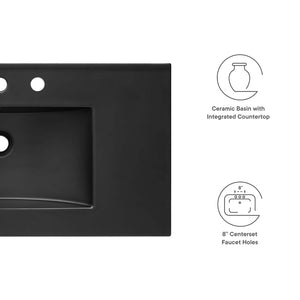 Modway Furniture Cayman 36" Contemporary Bathroom Sink with Integrated Countertop - Sleek Black Design for Modern Spaces EEI-5071-BLK