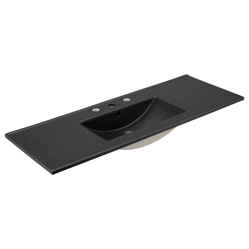 Modway Furniture Cayman 48" Single Basin Ceramic Bathroom Sink - Modern Integrated Countertop & Easy Clean Design EEI-5072-BLK