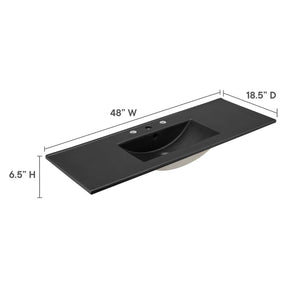 Modway Furniture Cayman 48" Single Basin Ceramic Bathroom Sink - Modern Integrated Countertop & Easy Clean Design EEI-5072-BLK