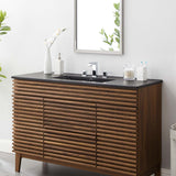 Modway Furniture Cayman 48" Single Basin Bathroom Sink Black 18.5 x 47.5 x 6.5