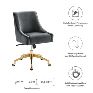 Modway Furniture Discern Performance Velvet Office Chair - Luxurious Comfort, Adjustable Ergonomics, Modern Design Gray EEI-5079-GRY