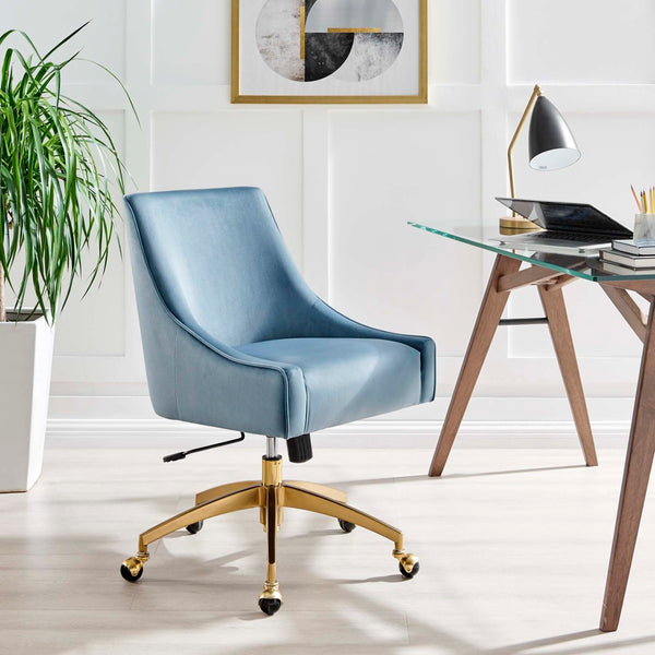 Modway Furniture Discern Performance Velvet Office Chair - Luxurious Comfort, Adjustable Ergonomics, Modern Design Light Blue EEI-5079-LBU