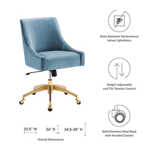 Modway Furniture Discern Performance Velvet Office Chair - Luxurious Comfort, Adjustable Ergonomics, Modern Design Light Blue EEI-5079-LBU