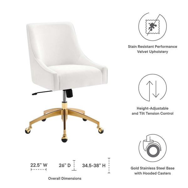 Modway Furniture Discern Performance Velvet Office Chair - Luxurious Comfort, Adjustable Ergonomics, Modern Design White EEI-5079-WHI