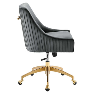 Modway Furniture Discern Performance Velvet Office Chair - Elegant Ergonomic Design with Gold Base for Home Office Gray EEI-5080-GRY