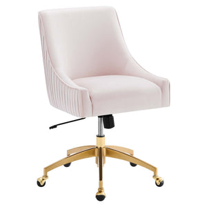 Modway Furniture Discern Performance Velvet Office Chair - Elegant Ergonomic Design with Gold Base for Home Office Pink EEI-5080-PNK