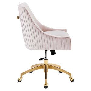 Modway Furniture Discern Performance Velvet Office Chair - Elegant Ergonomic Design with Gold Base for Home Office Pink EEI-5080-PNK