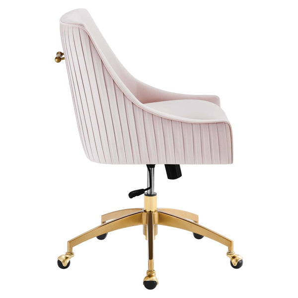 Modway Furniture Discern Performance Velvet Office Chair - Elegant Ergonomic Design with Gold Base for Home Office Pink EEI-5080-PNK
