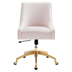 Modway Furniture Discern Performance Velvet Office Chair - Elegant Ergonomic Design with Gold Base for Home Office Pink EEI-5080-PNK