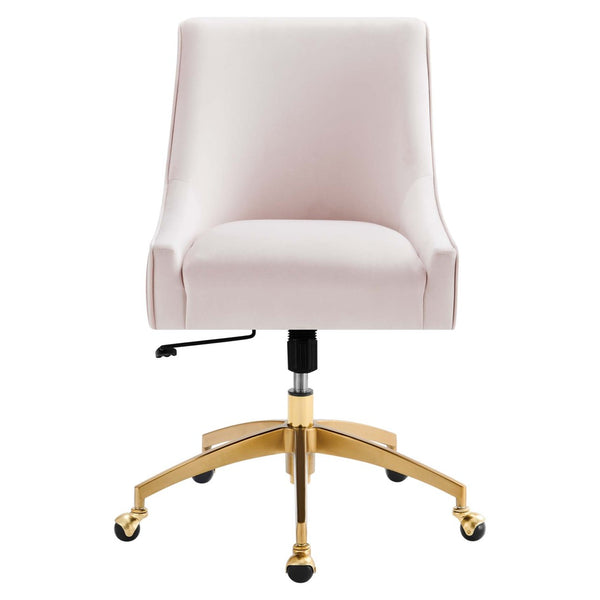 Modway Furniture Discern Performance Velvet Office Chair - Elegant Ergonomic Design with Gold Base for Home Office Pink EEI-5080-PNK