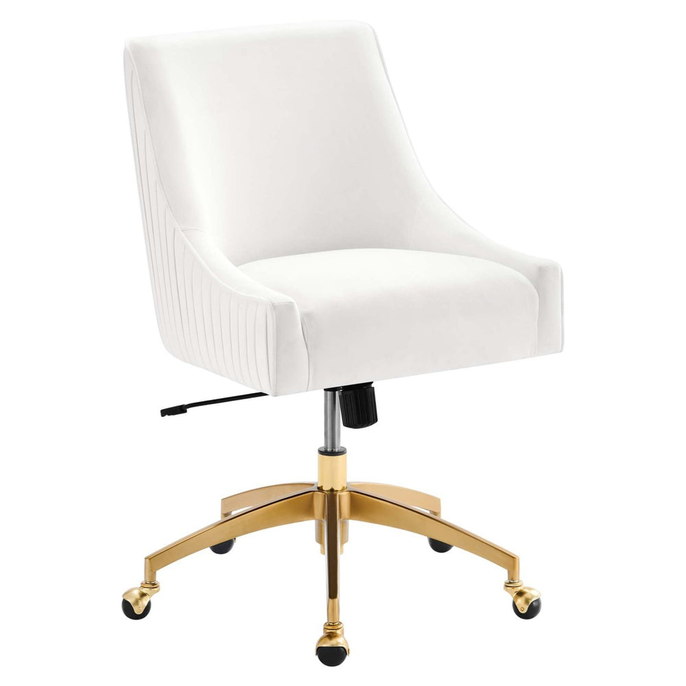 Modway Furniture Discern Performance Velvet Office Chair - Elegant Ergonomic Design with Gold Base for Home Office White EEI-5080-WHI