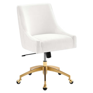 Modway Furniture Discern Performance Velvet Office Chair - Elegant Ergonomic Design with Gold Base for Home Office White EEI-5080-WHI