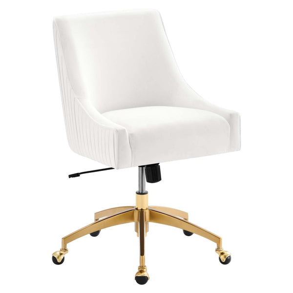 Modway Furniture Discern Performance Velvet Office Chair - Elegant Ergonomic Design with Gold Base for Home Office White EEI-5080-WHI