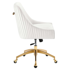 Modway Furniture Discern Performance Velvet Office Chair - Elegant Ergonomic Design with Gold Base for Home Office White EEI-5080-WHI