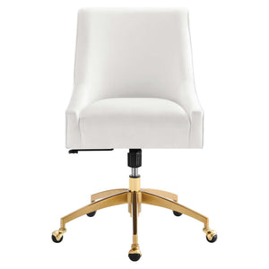 Modway Furniture Discern Performance Velvet Office Chair - Elegant Ergonomic Design with Gold Base for Home Office White EEI-5080-WHI