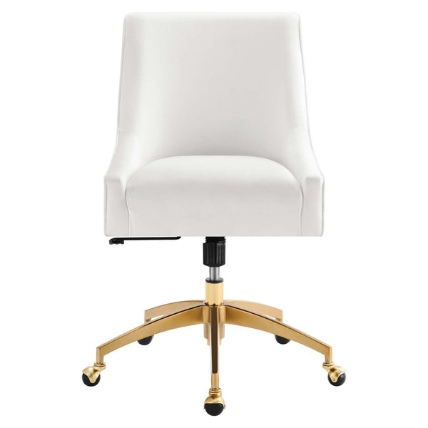 Modway Furniture Discern Performance Velvet Office Chair - Elegant Ergonomic Design with Gold Base for Home Office White EEI-5080-WHI