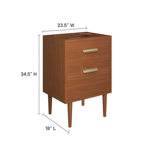 Modway Furniture Cassia 24" Teak Wood Bathroom Vanity Cabinet - Mid-Century Modern Design with Ample Storage Space EEI-5082-NAT