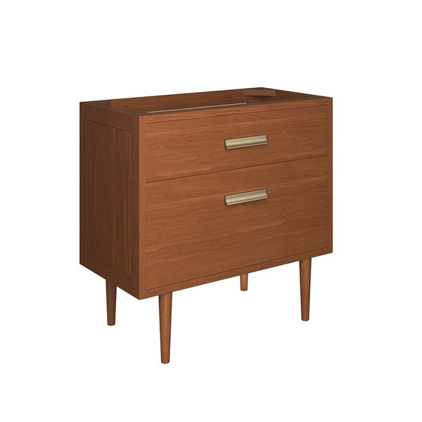 Modway Furniture Cassia 36" Solid Teak Bathroom Vanity Cabinet with Brass Hardware - Mid-Century Charm & Storage EEI-5083-NAT