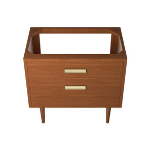 Modway Furniture Cassia 36" Solid Teak Bathroom Vanity Cabinet with Brass Hardware - Mid-Century Charm & Storage EEI-5083-NAT