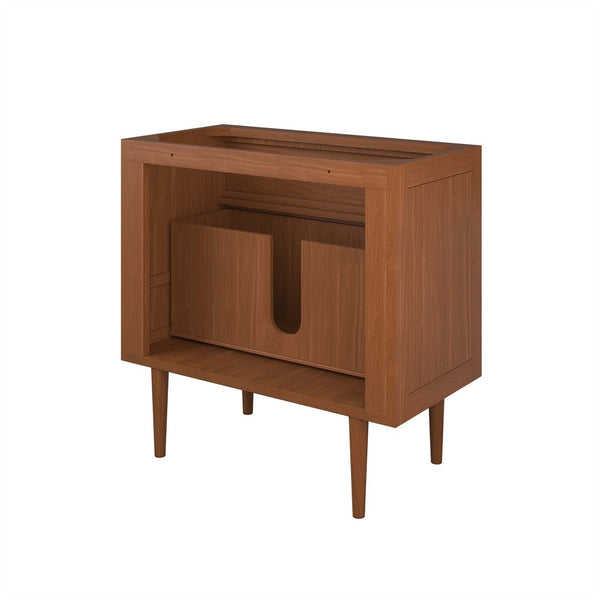 Modway Furniture Cassia 36" Solid Teak Bathroom Vanity Cabinet with Brass Hardware - Mid-Century Charm & Storage EEI-5083-NAT