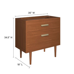 Modway Furniture Cassia 36" Solid Teak Bathroom Vanity Cabinet with Brass Hardware - Mid-Century Charm & Storage EEI-5083-NAT